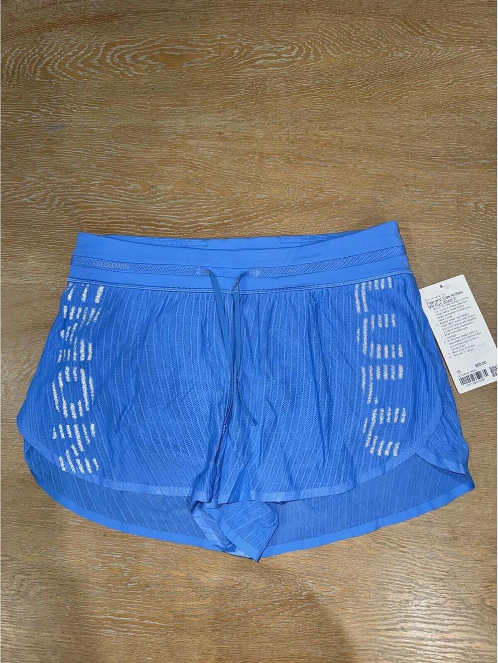 Lululemon Fast and Free Airflow Mid-Rise Running Short 3” SIZE 10 Pool Party NWT